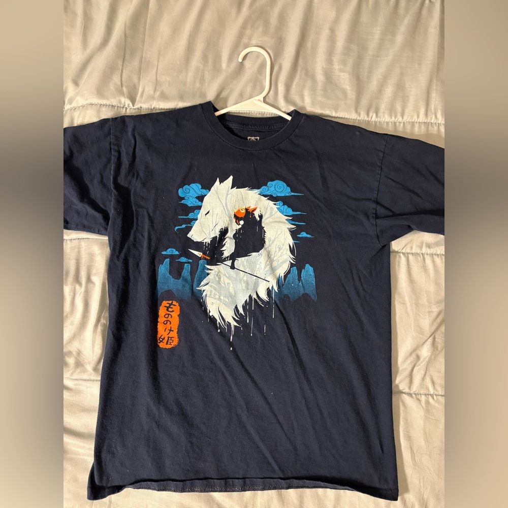 Navy Graphic Tee with Wolf Design